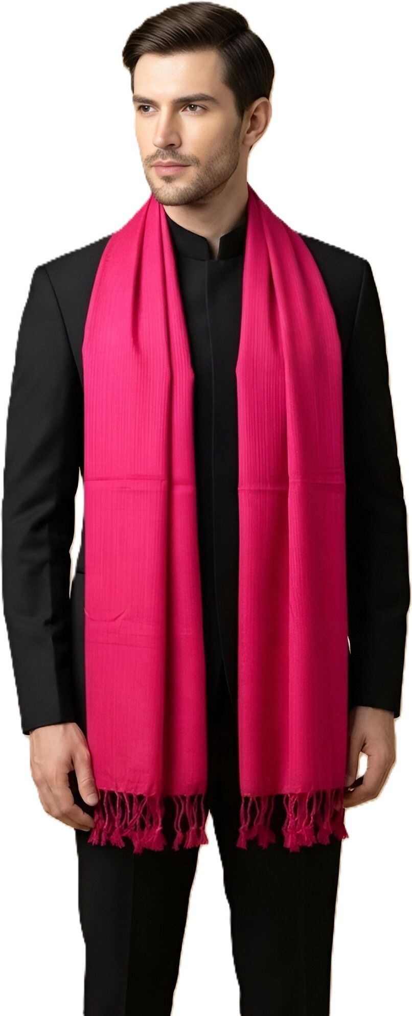 Woven Viscose Men Pink Stole-image-6