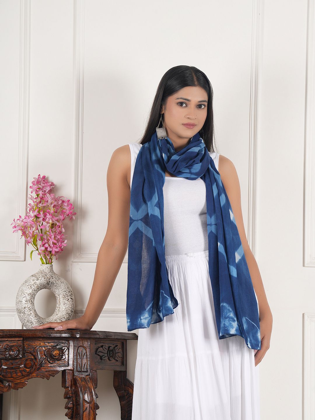 Printed Pure Cotton Women Blue Stole-image-34