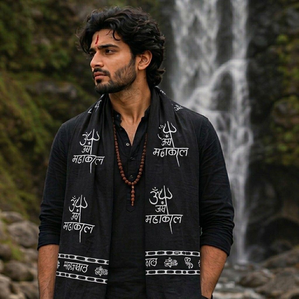 fabricium Printed, Self Design Pure Cotton Men Black Scarf, Stole-picture-31