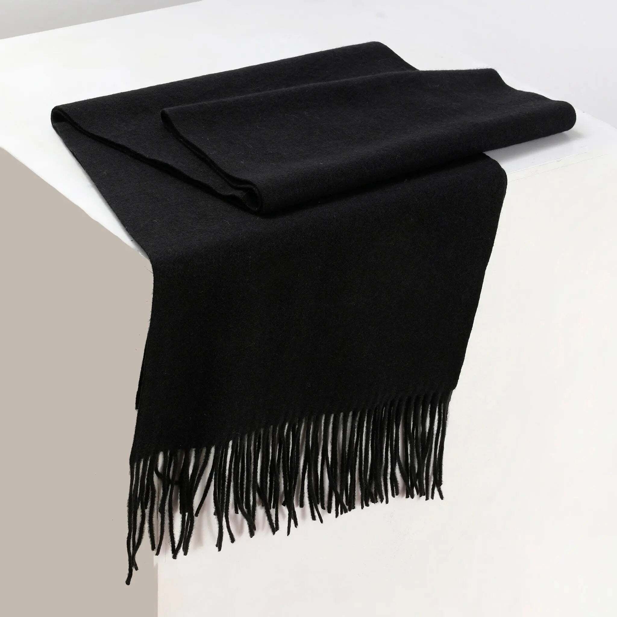 salty alpha Solid Poly Wool Men Black Scarf-picture-42