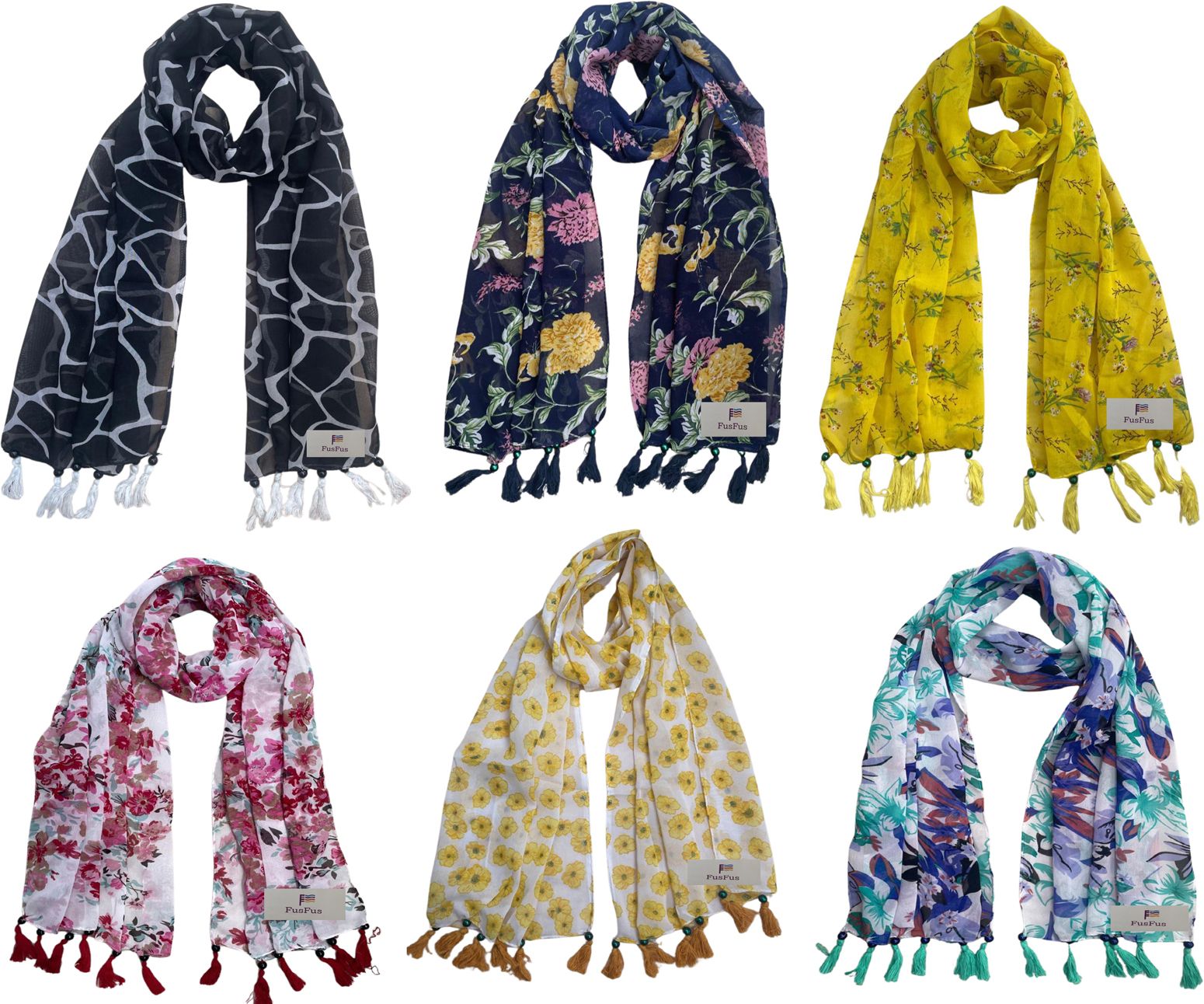 fusfus Printed Chiffon Women Multicolor Stole, Fancy Scarf-picture-26