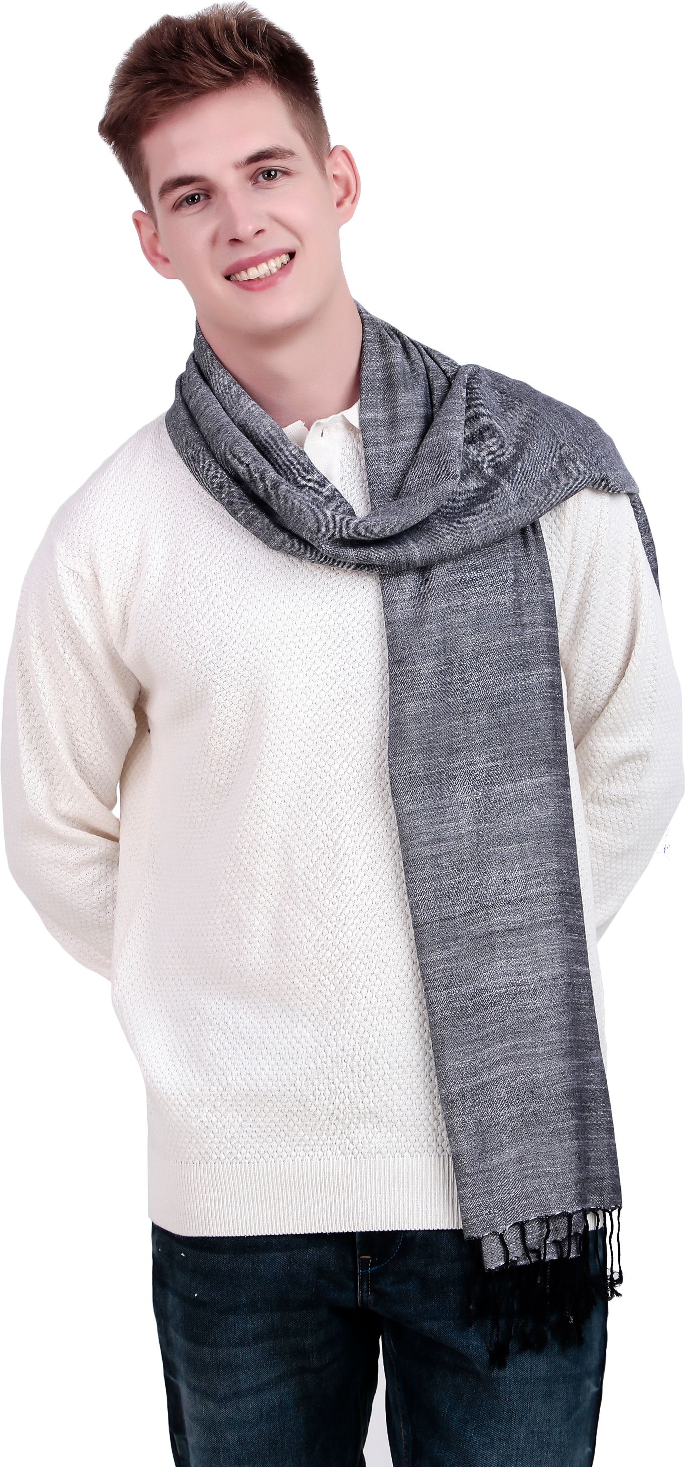 fwc fill with colours Solid Viscose Men Grey Stole, Scarf, Fancy Scarf-picture-10