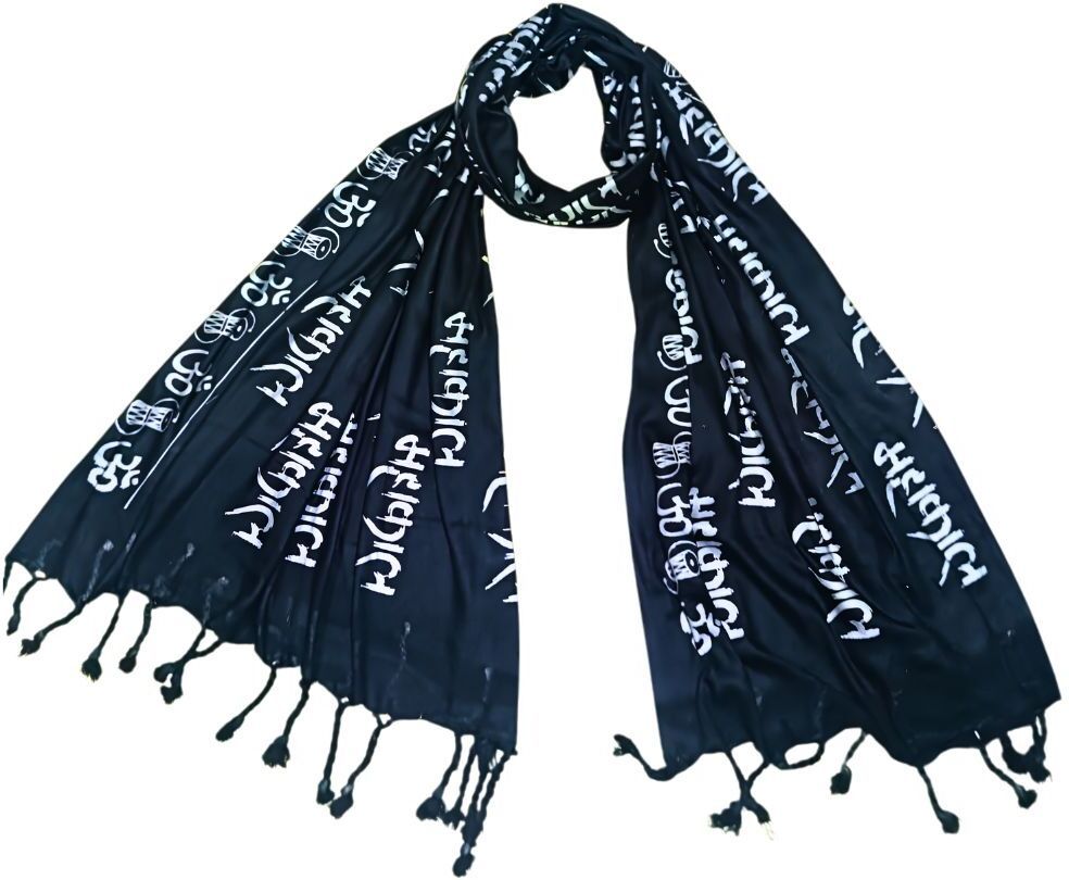 fabricium Printed Rayon Men Black Scarf-picture-22