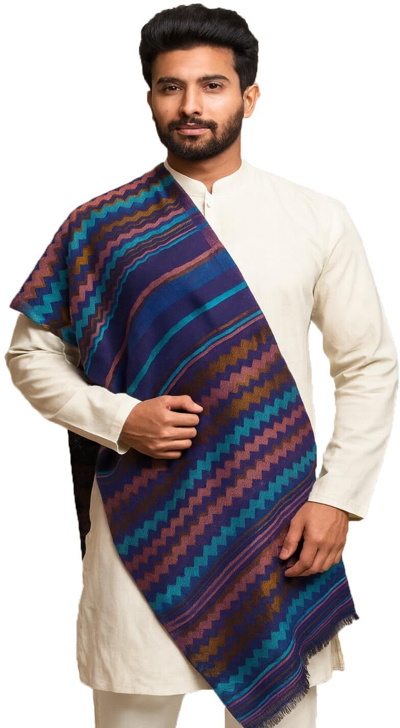 muffly Striped Wool Blend Men Multicolor Stole-picture-42