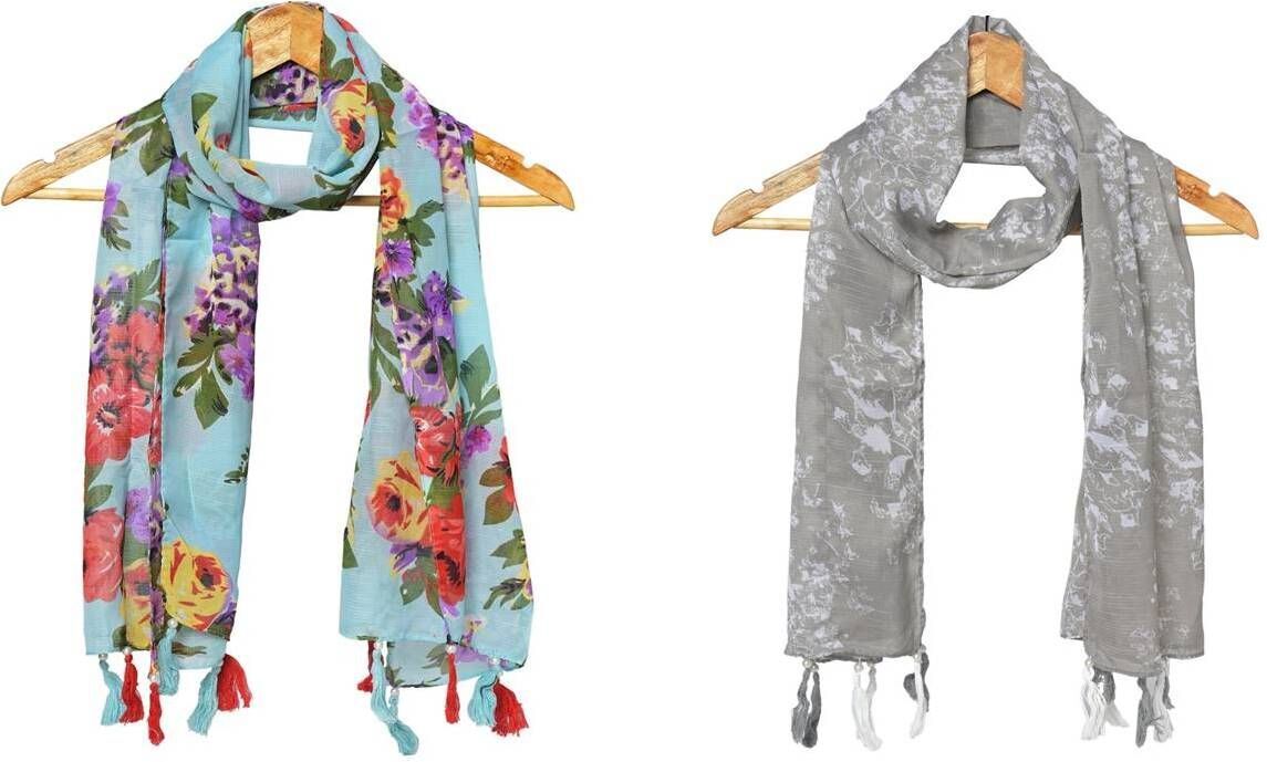 Printed Chiffon Women Multicolor Stole, Scarf, Fancy Scarf-image-36