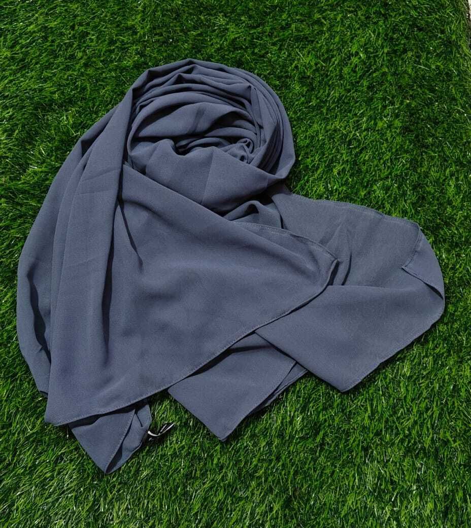 hijab Solid Georgette Women Grey Bluetooth Scarf, Fancy Scarf, Faux Turtleneck Neck Cover, Scarf-picture-19