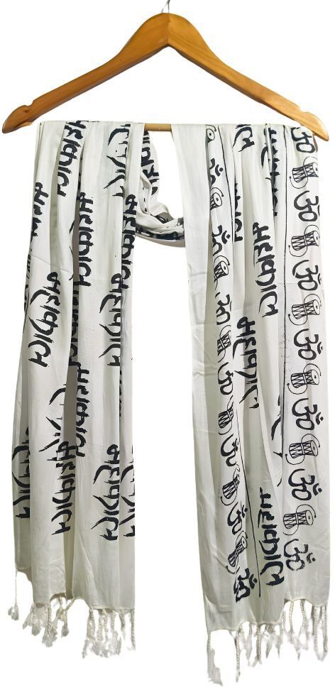 Printed, Self Design Rayon Men White Scarf-image-25