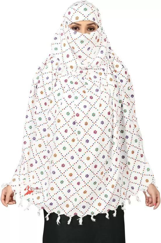 Printed Cotton Blend Women White Scarf, Bluetooth Scarf, Fancy Scarf, Stole, Faux Turtleneck Neck Cover-image-43