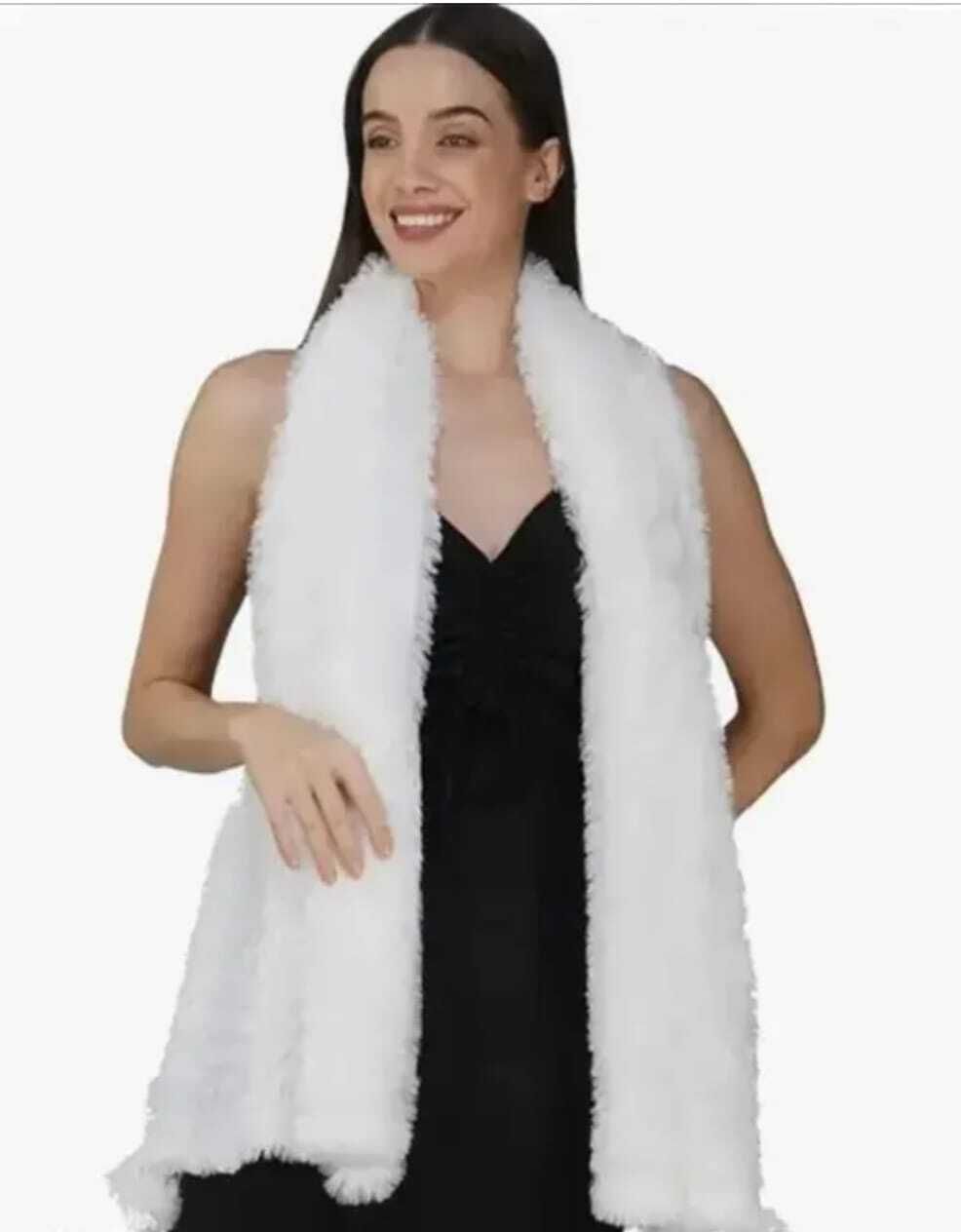 ferryfab Self Design Pure Wool Women White Stole, Scarf, Fancy Scarf, Scarf-picture-21