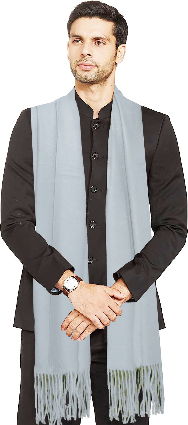life and style Solid Wool Blend Men Grey Stole-picture-18
