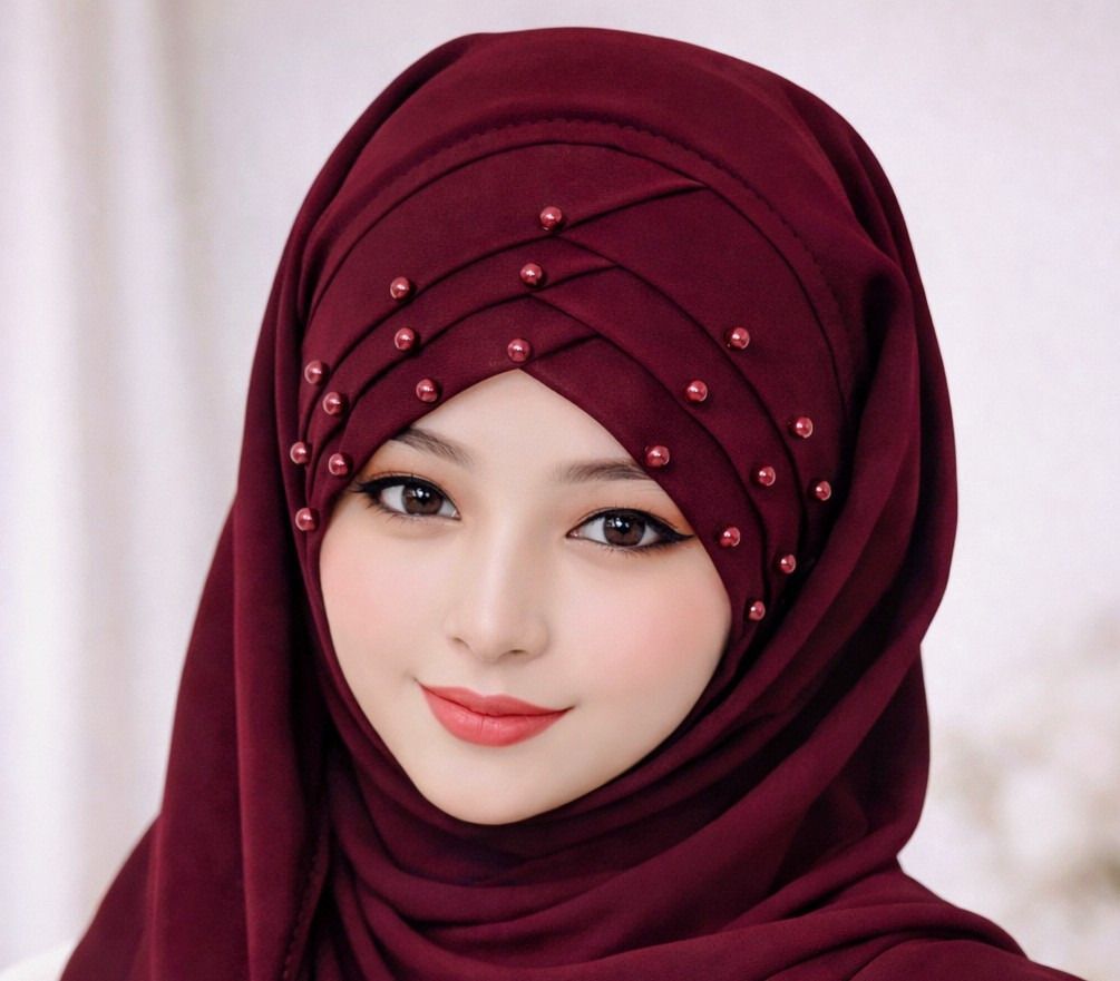 Self Design, Solid Georgette Women Maroon Fancy Scarf, Scarf, Stole