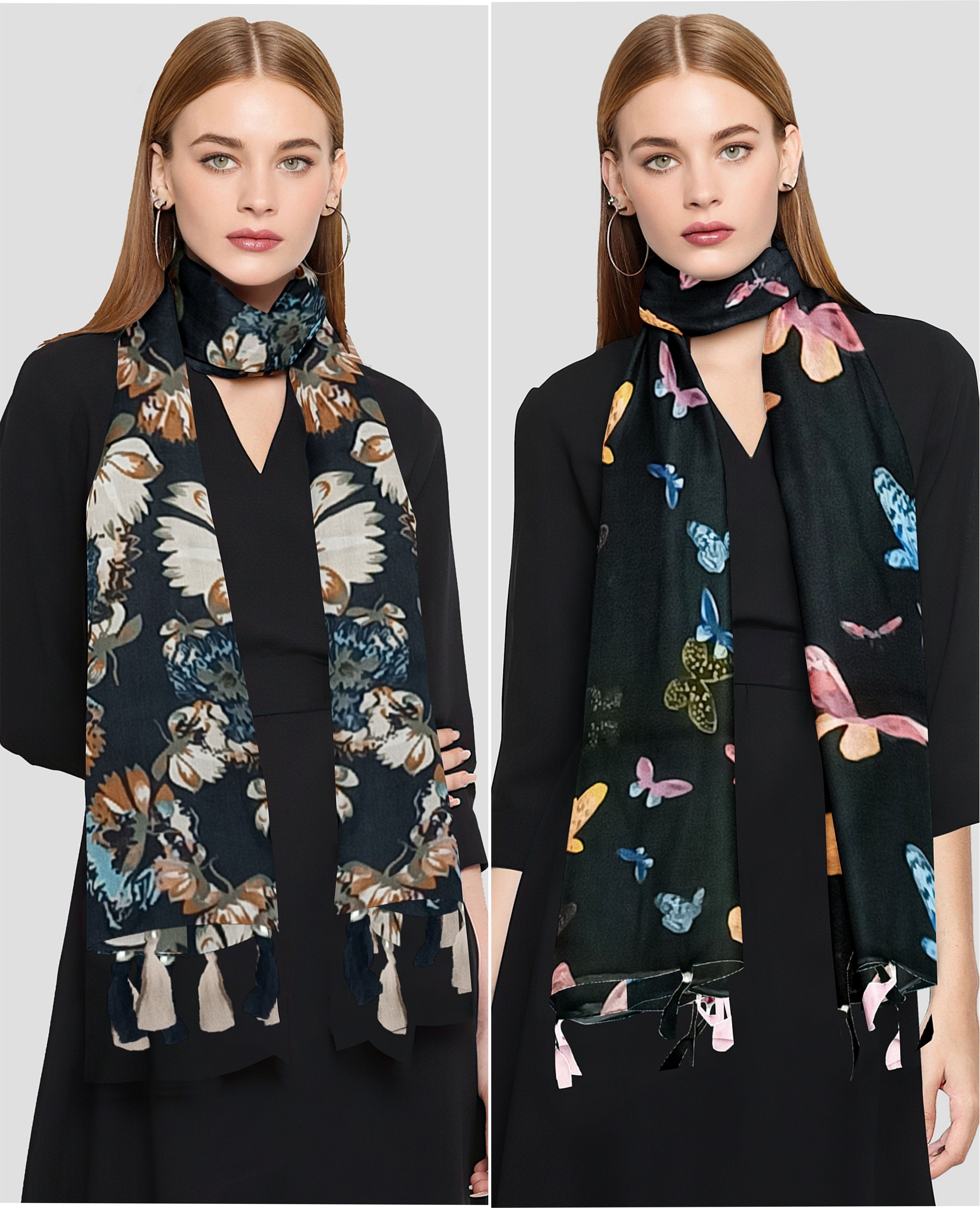 Printed Chiffon Women White Scarf, Stole, Fancy Scarf