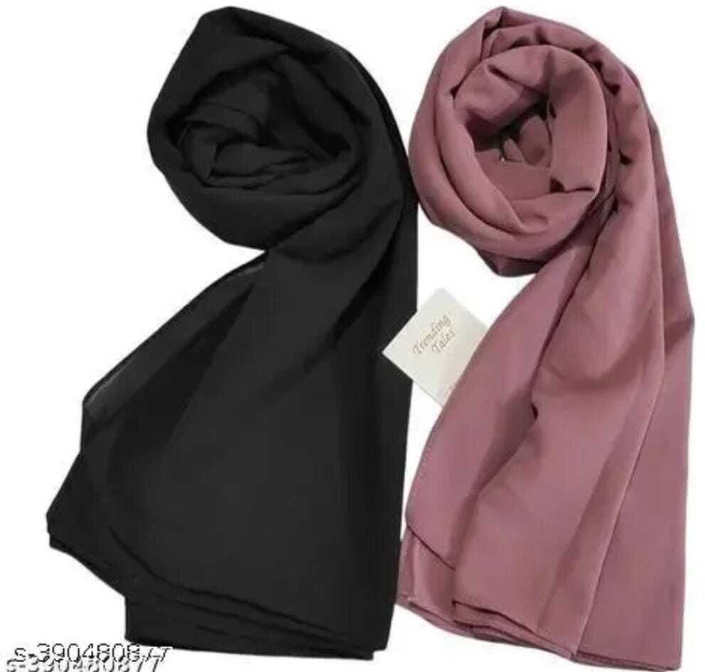 Solid Georgette Women Multicolor Scarf, Stole