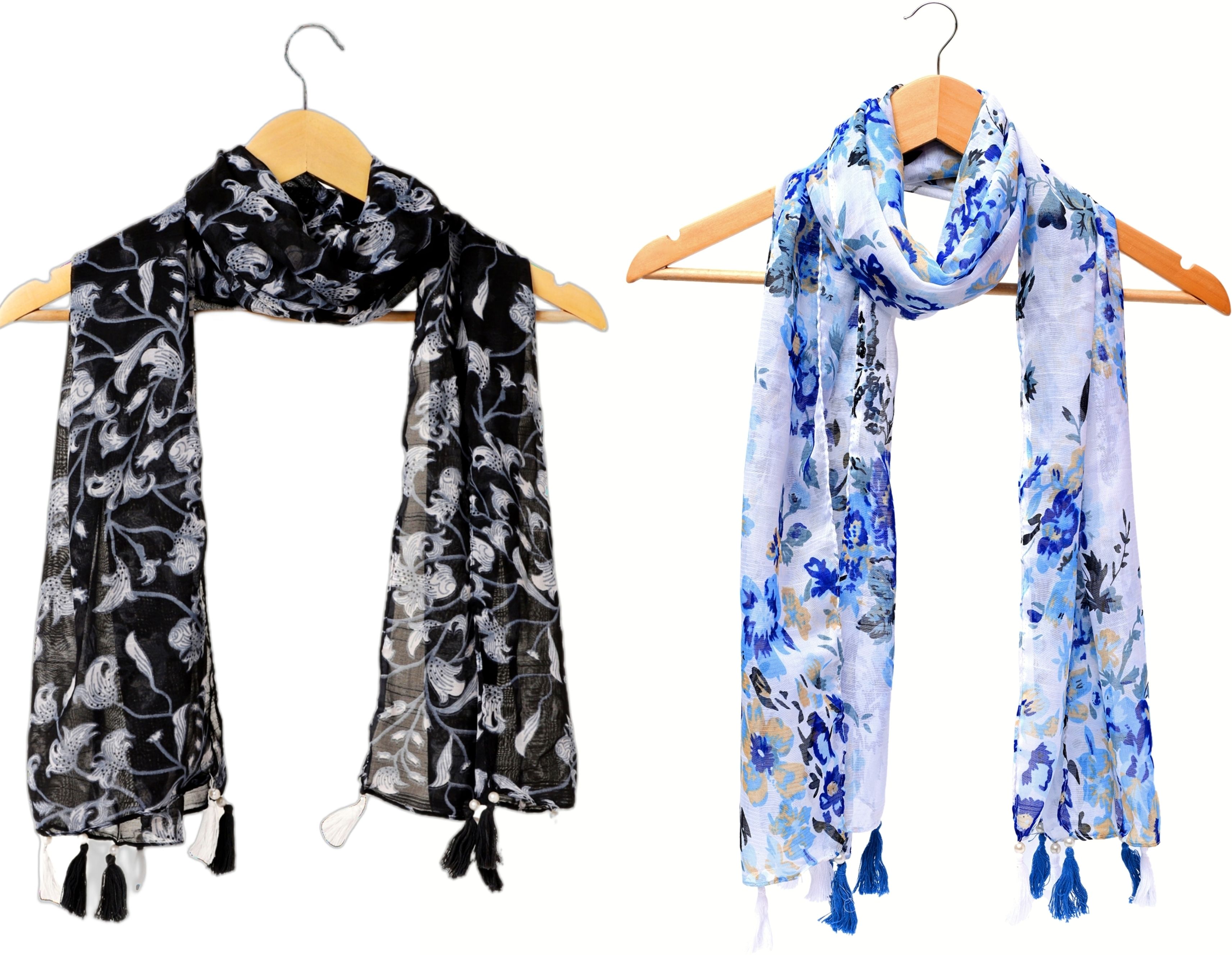 riddle needle Floral Print Chiffon Women Multicolor Scarf, Fancy Scarf, Stole-picture-11