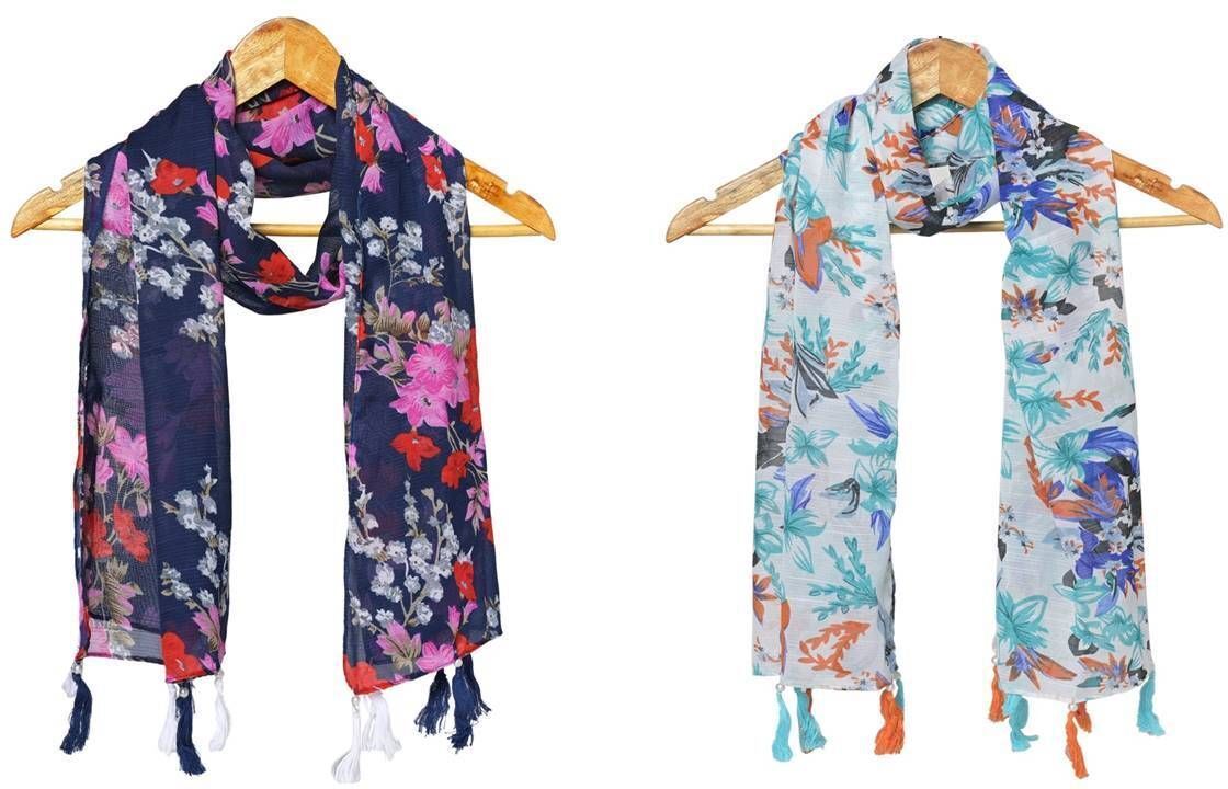 Printed Chiffon Women Multicolor Stole, Scarf, Fancy Scarf-image-34