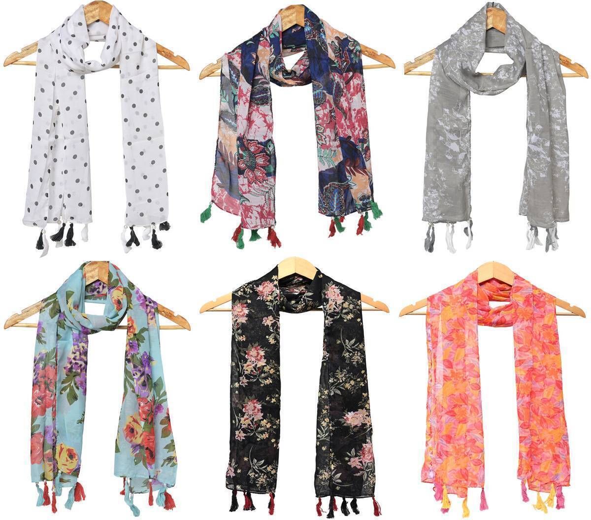 riddle needle Floral Print Chiffon Women Multicolor Scarf, Fancy Scarf, Stole-picture-17