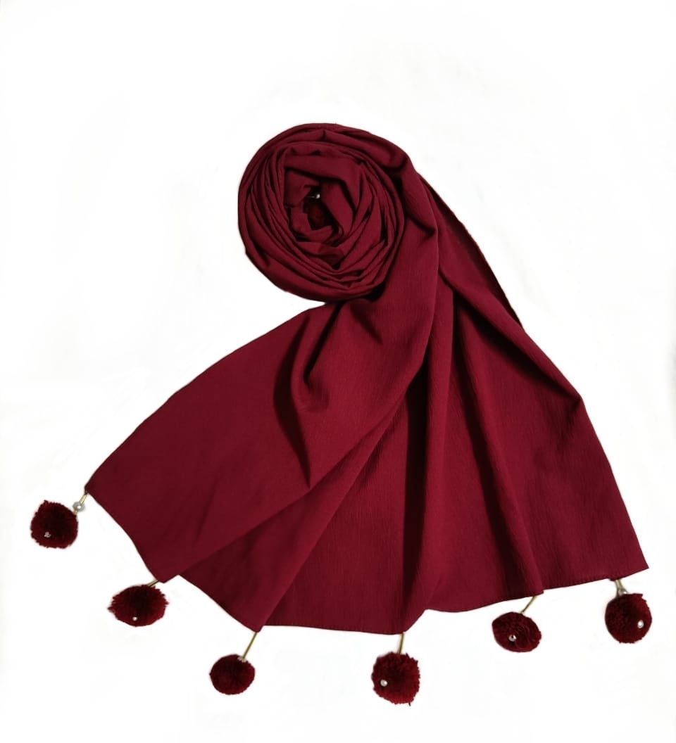 verse Self Design Chiffon Women Maroon Stole-picture-15
