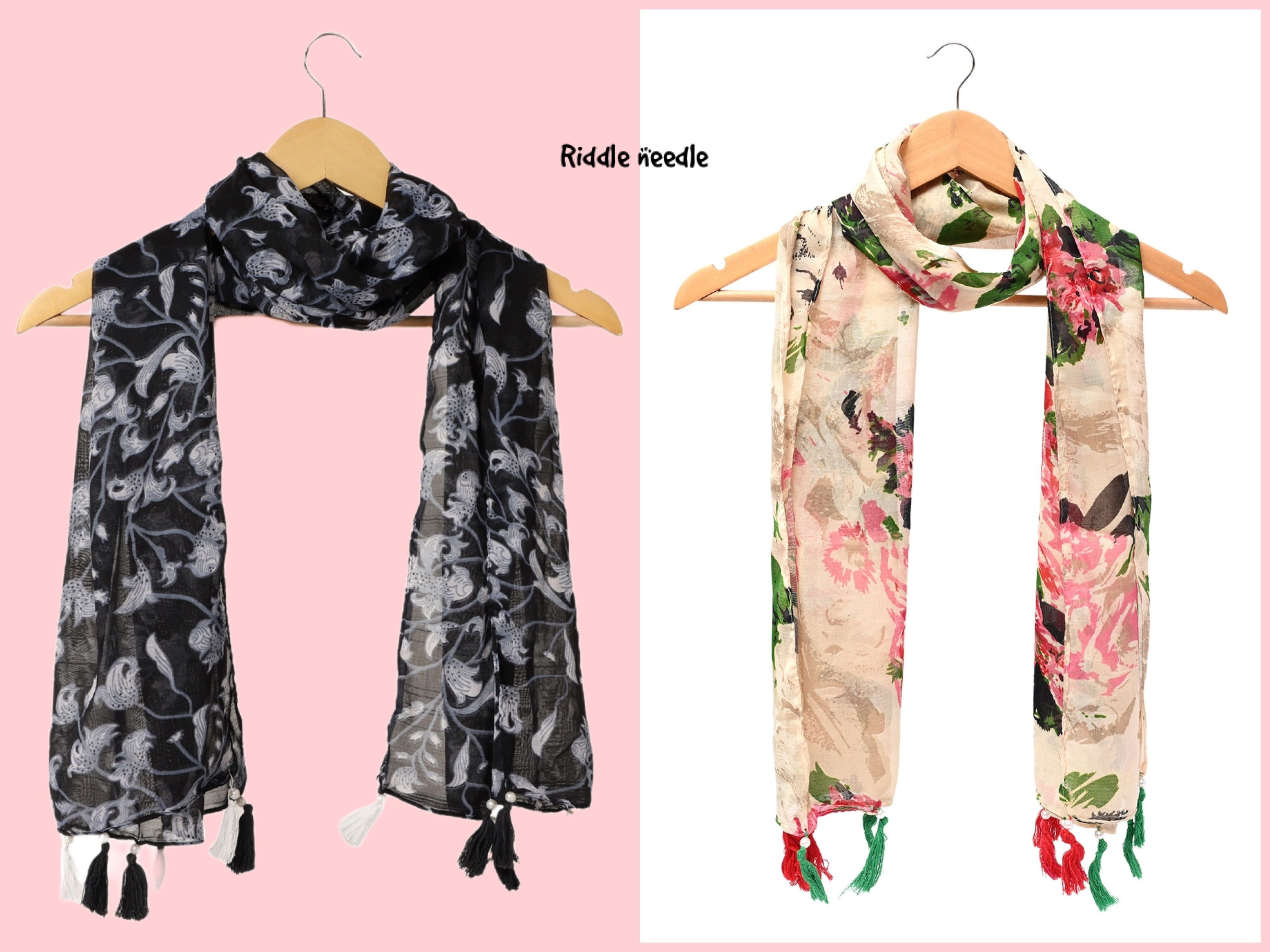 Printed Chiffon Women Multicolor Stole-image-17
