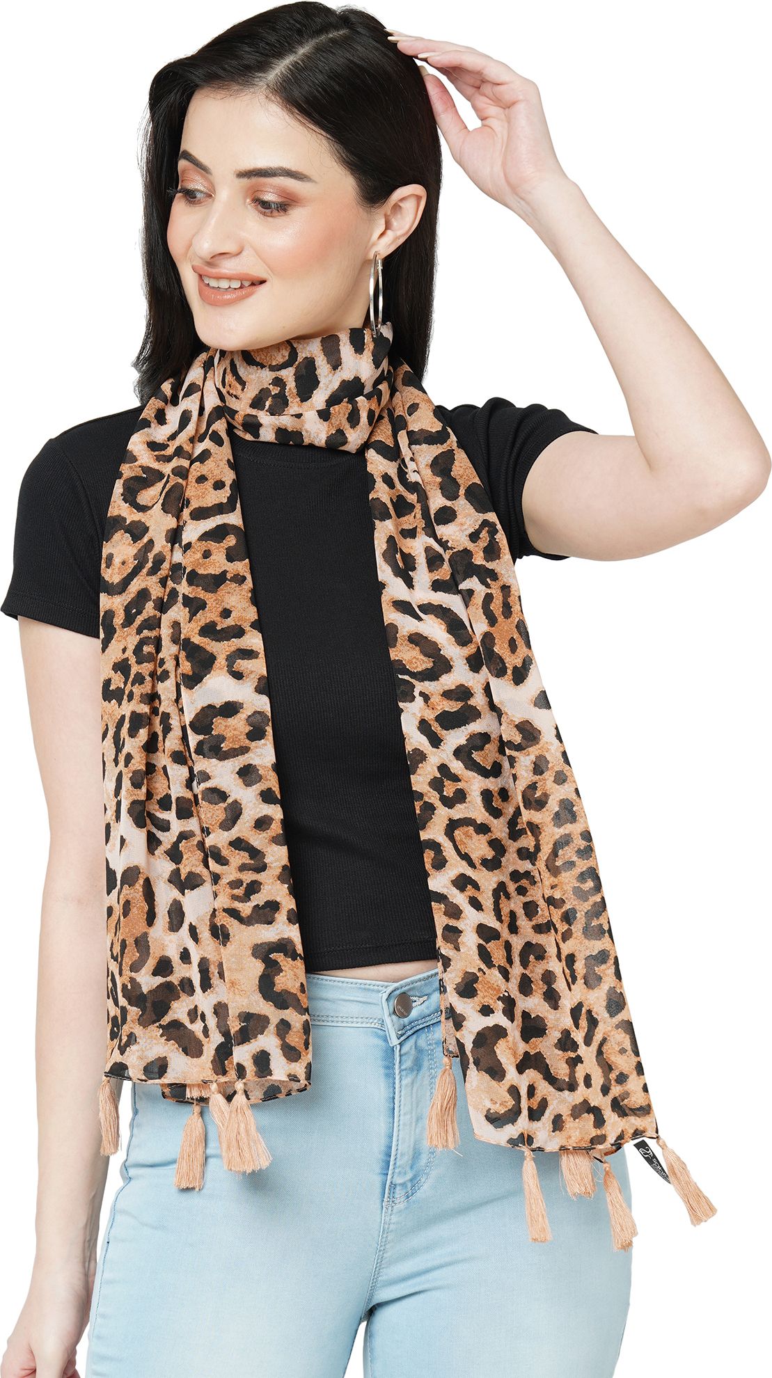 sahil fashion Animal Print Georgette Women Brown, Black Fancy Scarf-picture-26