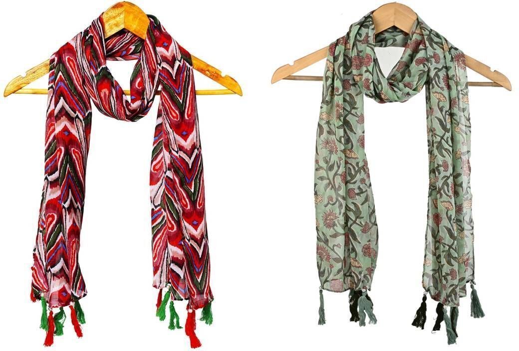 Printed Chiffon Women Multicolor Scarf, Stole, Fancy Scarf-image-48