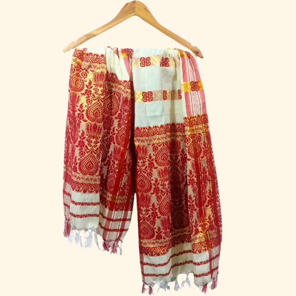 fabricium Woven, Self Design Polycotton Men Beige, Red Fancy Scarf, Scarf, Stole-picture-41