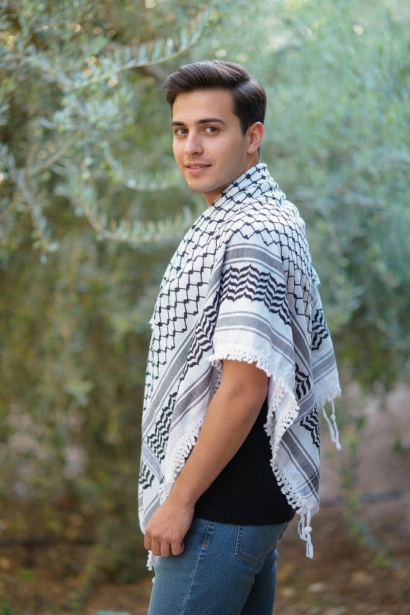 Checkered Cotton Blend Men Black, White Fancy Scarf, Scarf, Bluetooth Scarf, Stole