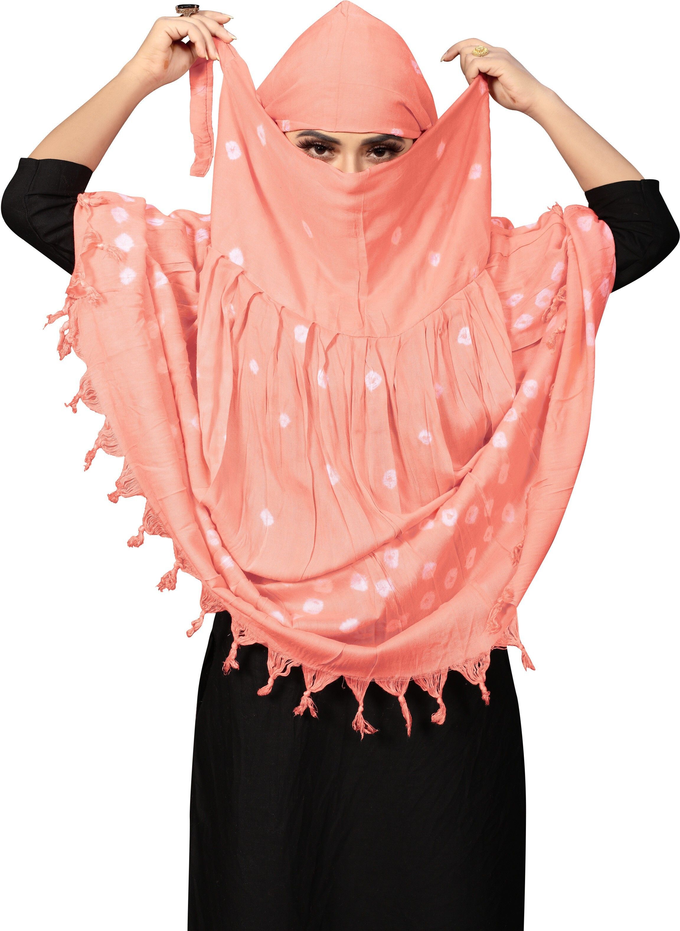 Printed Pure Cotton Women Pink, Orange Scarf-image-30