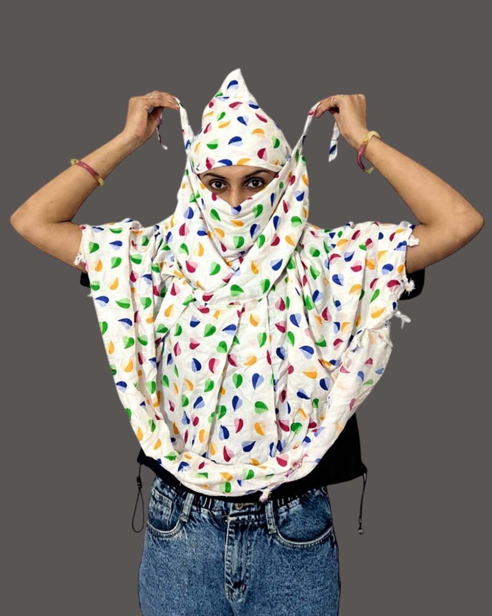 Printed Rayon Women White Fancy Scarf, Scarf, Stole, Faux Turtleneck Neck Cover