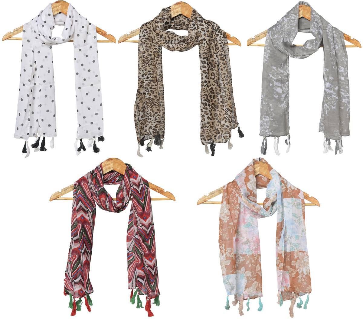 Floral Print Polycotton Women Multicolor Fancy Scarf, Stole-image-39