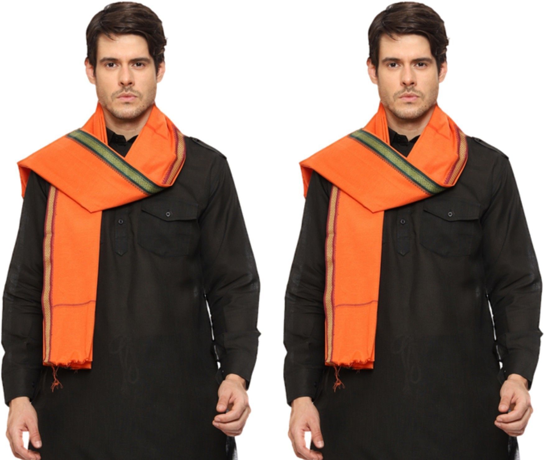 house of common Solid Cotton Blend Men Orange Scarf-picture-24