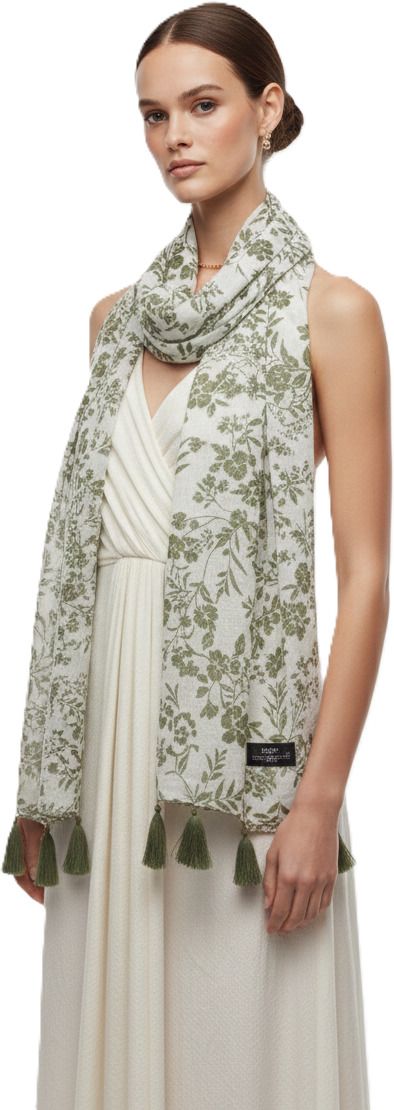 sahil fashion Floral Print Viscose Women White Fancy Scarf-picture-12