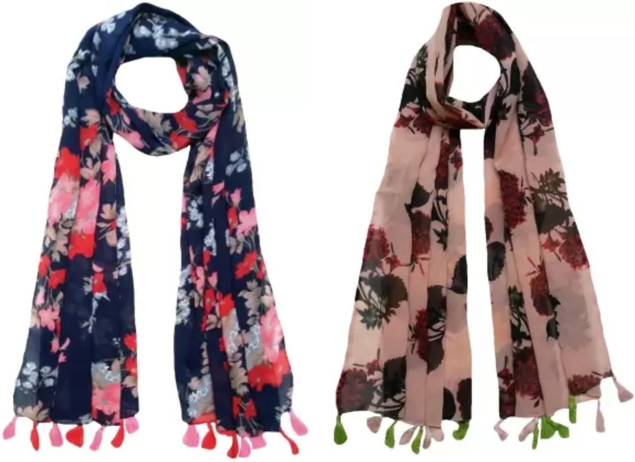 xmsfashion Printed Chiffon Women Multicolor Stole, Scarf, Fancy Scarf-picture-27
