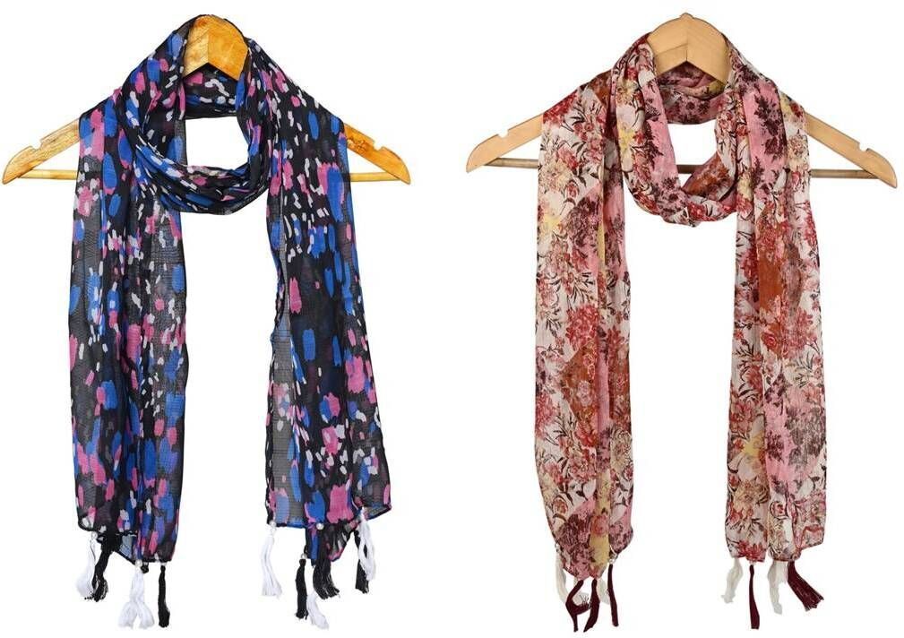 mss Printed Chiffon Women Multicolor Scarf, Stole, Fancy Scarf-picture-11