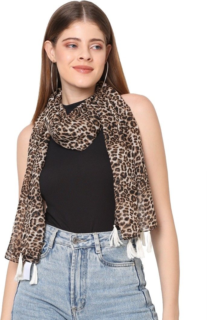 sahil fashion Animal Print Georgette Women Multicolor Fancy Scarf-picture-13