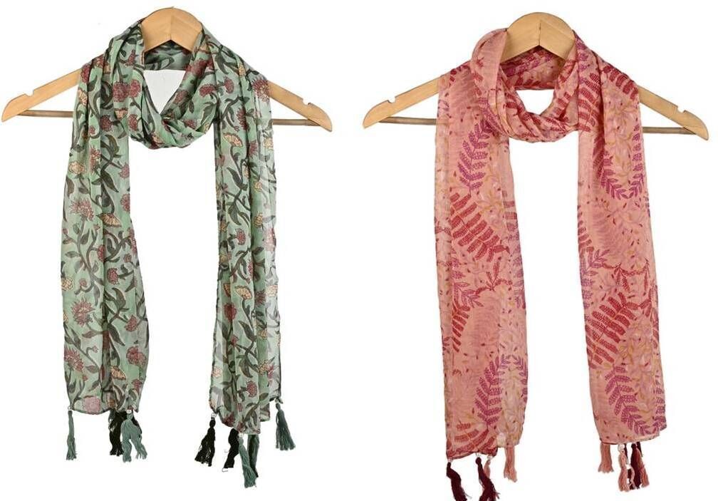 Printed Chiffon Women Multicolor Scarf, Stole, Fancy Scarf-image-44