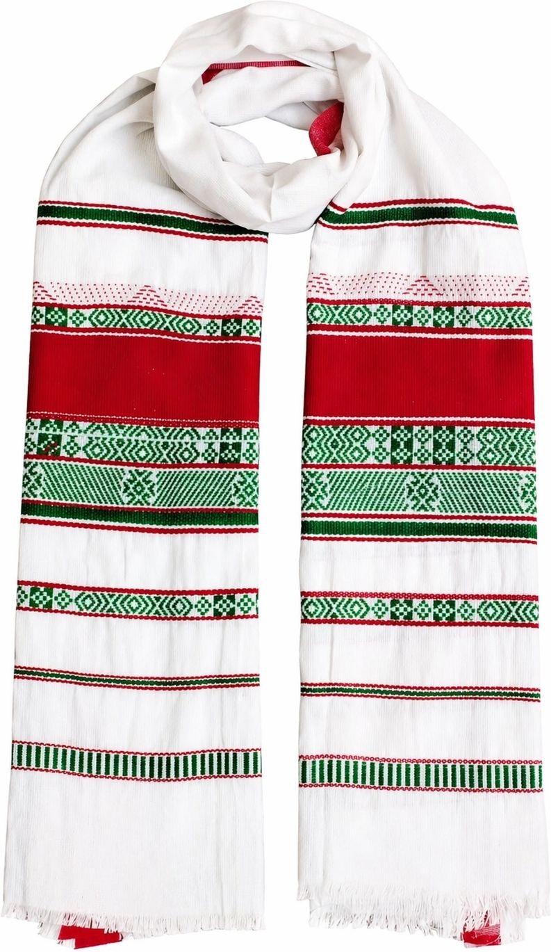 Embroidered Pure Cotton Men Dark Green, Red, White Scarf-image-19