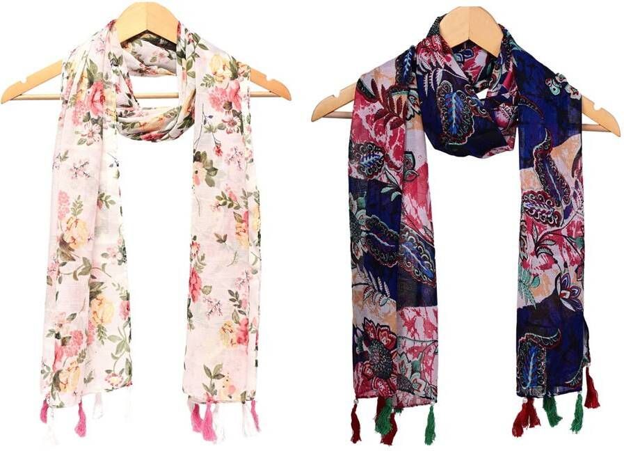 Printed Chiffon Women Multicolor Stole, Scarf, Fancy Scarf-image-30