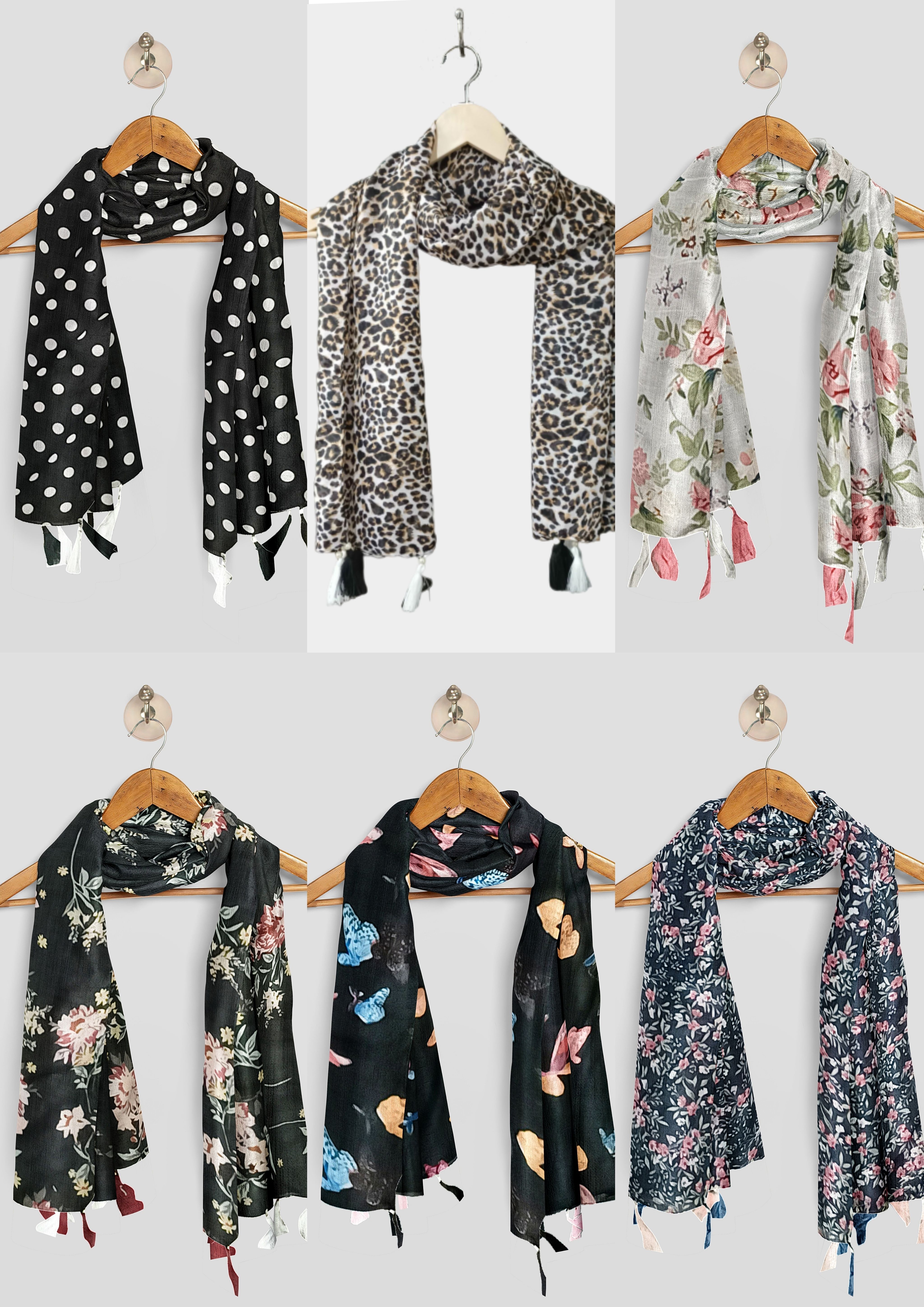 Printed Chiffon Women Multicolor Stole, Scarf-image-48