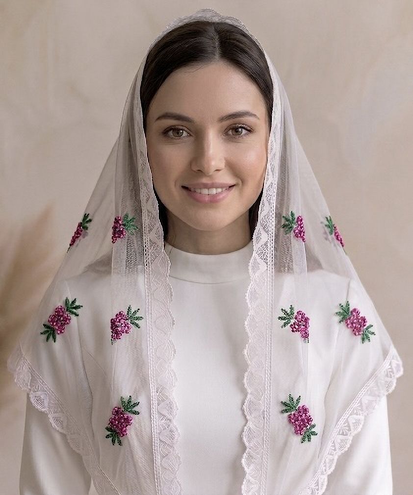 Embroidered Net Women White Fancy Scarf-image-20