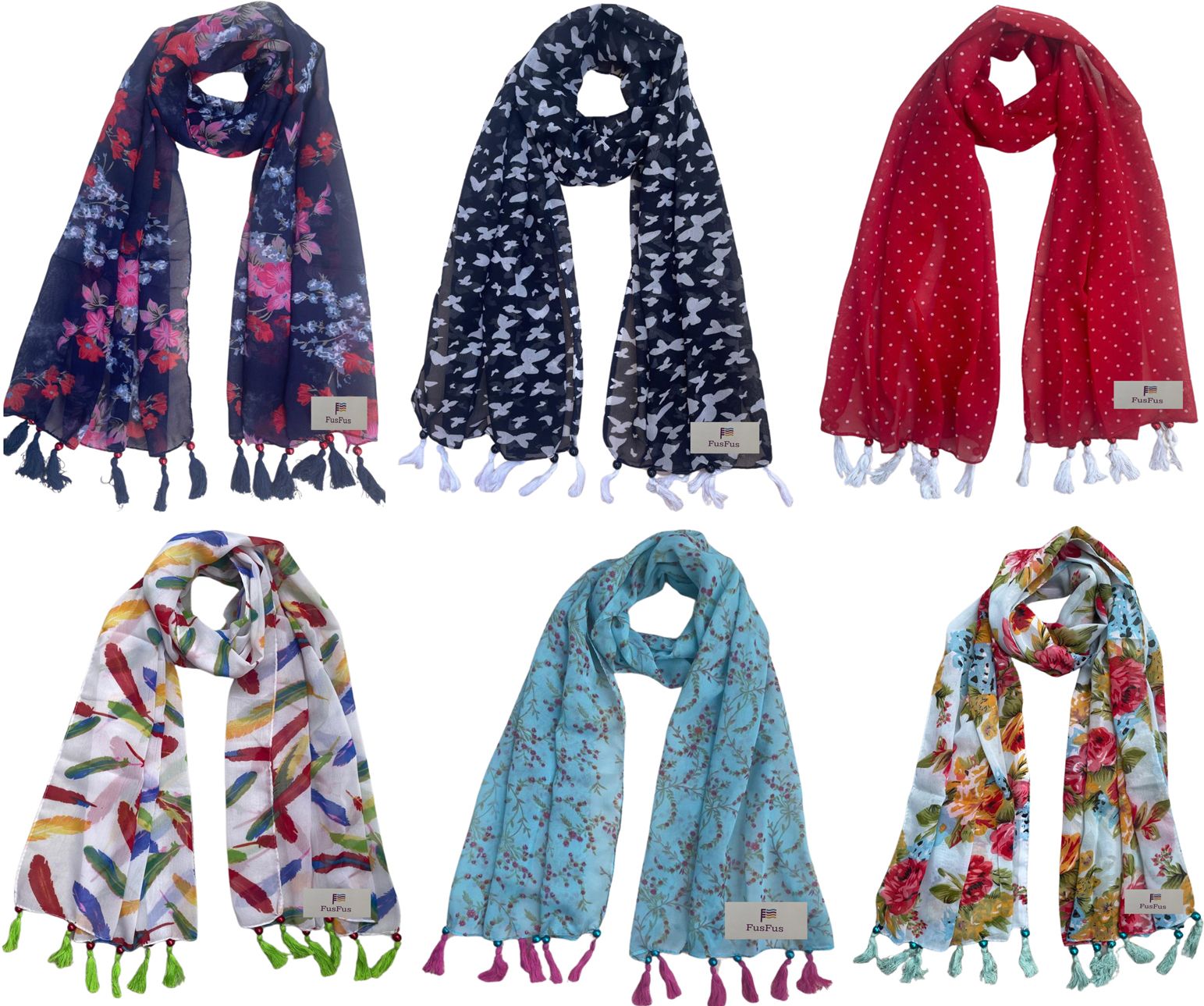 fusfus Printed Chiffon Women Multicolor Stole, Fancy Scarf-picture-15
