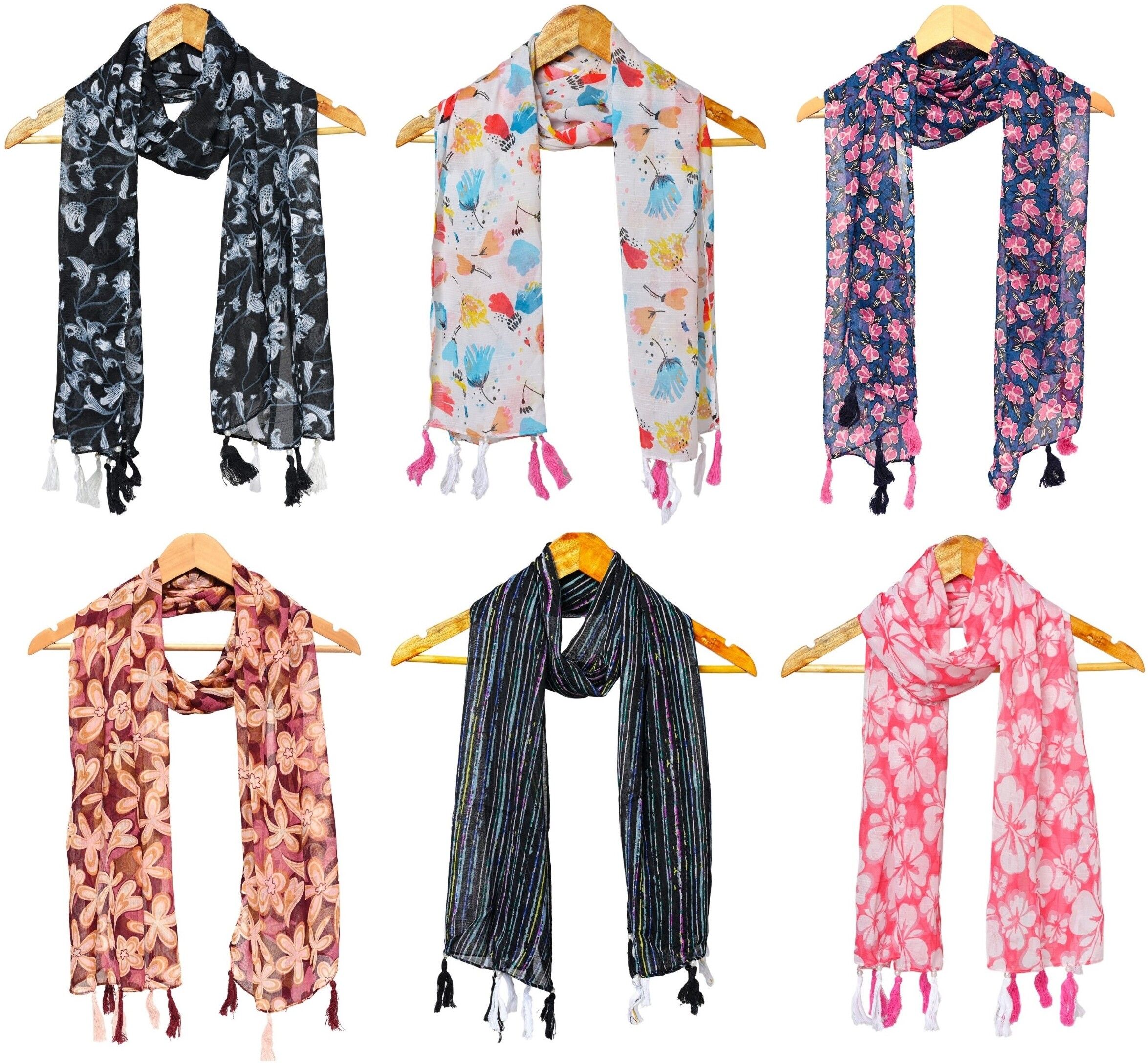 riddle needle Floral Print Chiffon Women Multicolor Scarf, Stole-picture-14