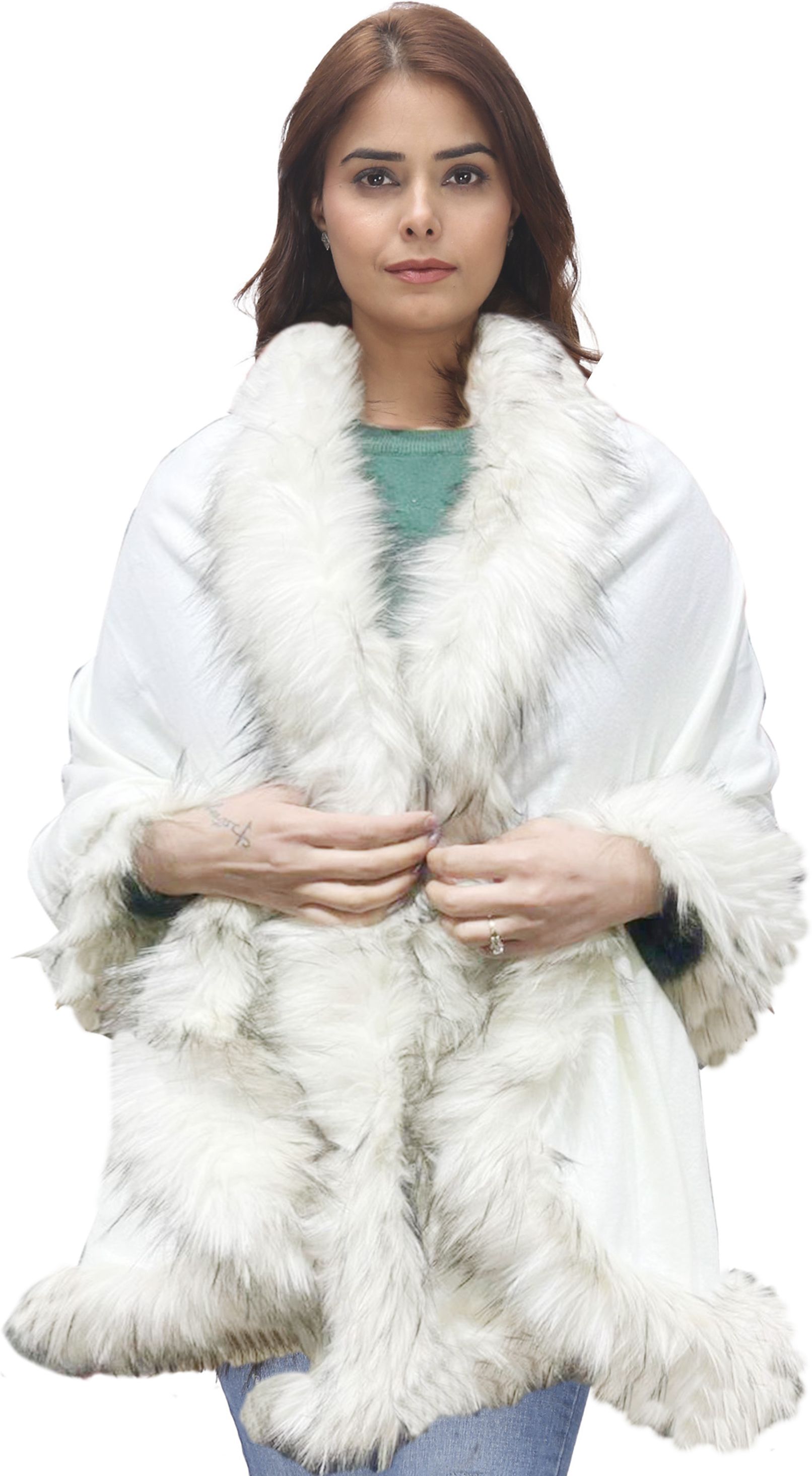 Solid Wool Blend Women White Stole-image-24