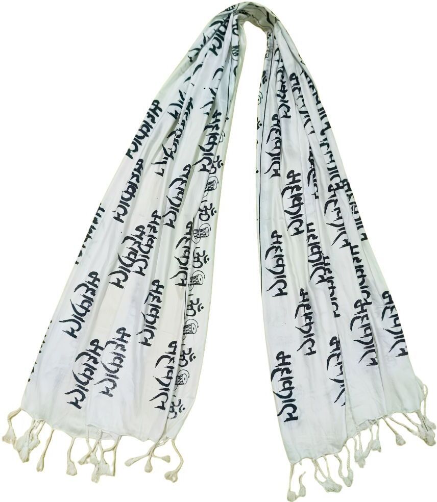 Printed, Self Design Rayon Men White Scarf-image-23