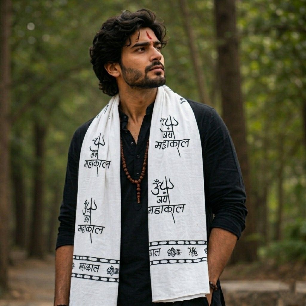 Printed, Self Design Pure Cotton Men White Scarf, Stole-image-42