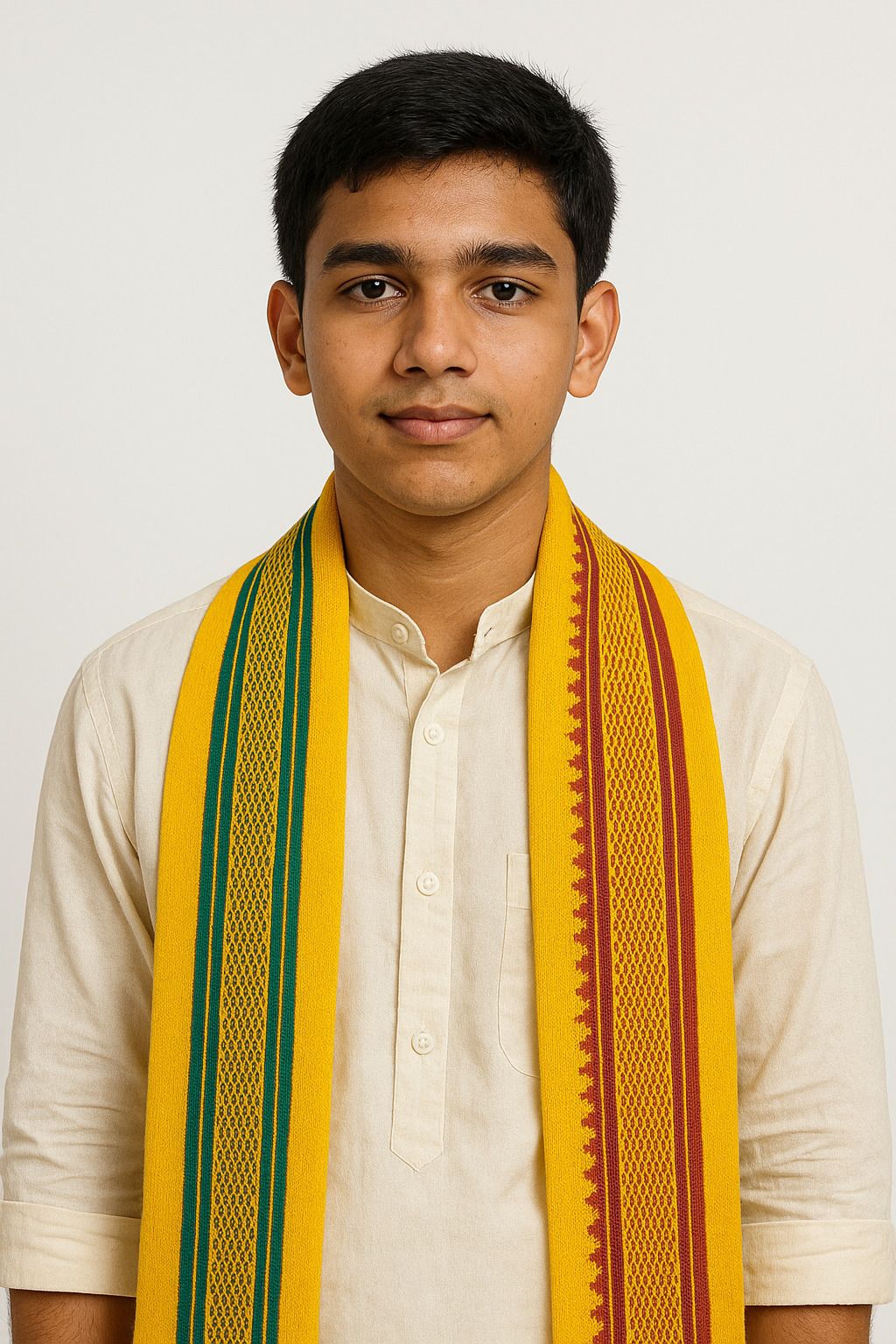 Printed Pure Cotton Men Yellow Scarf-image-2