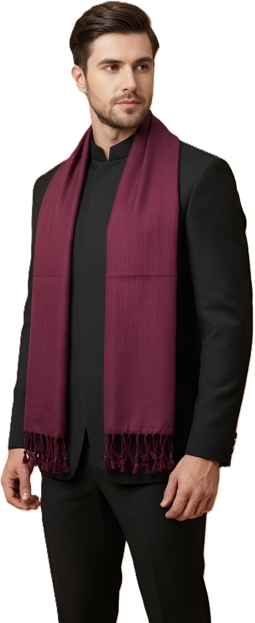 Woven Viscose Men Purple Stole-image-38