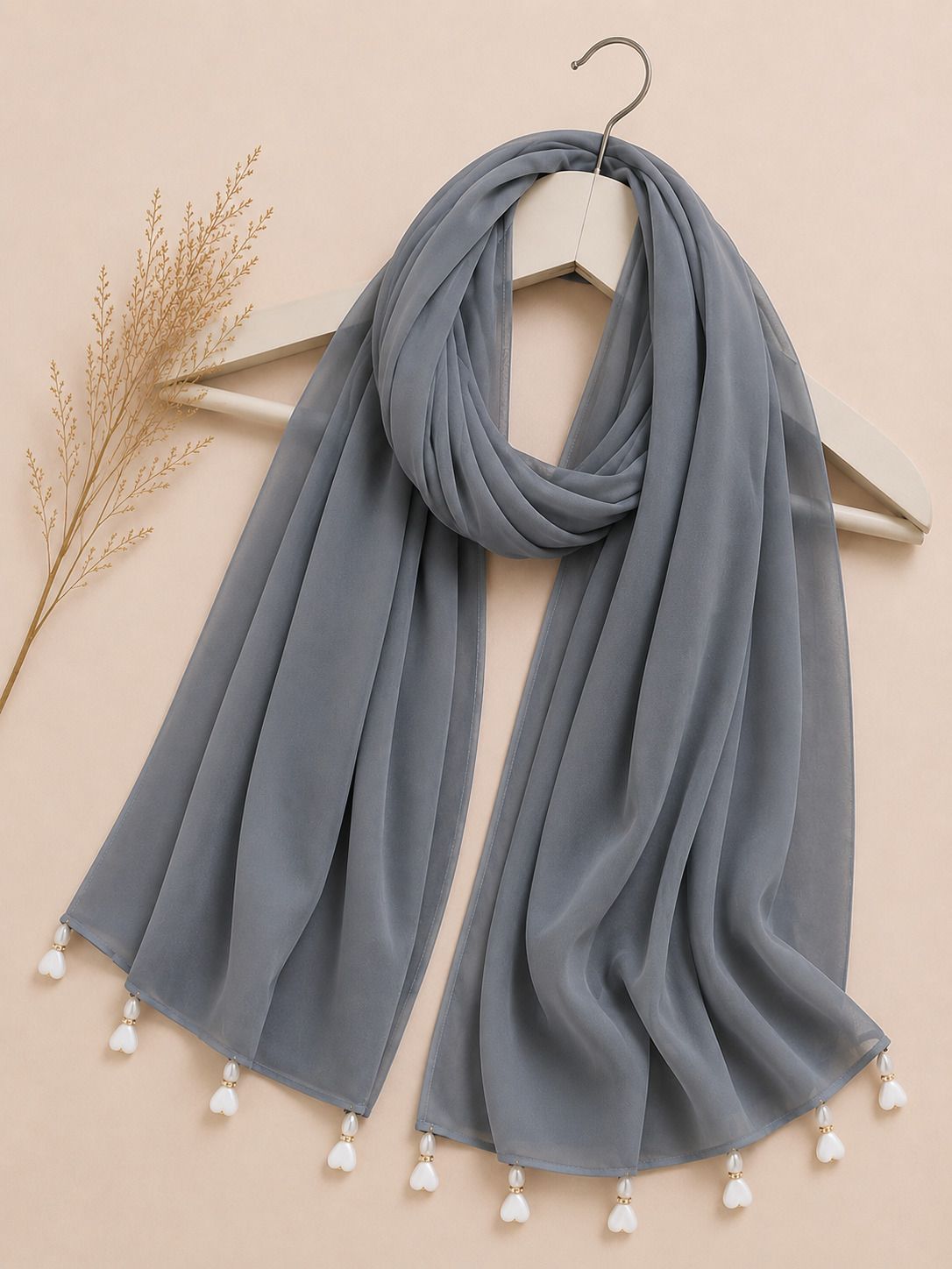 aedo pedo Solid Georgette Women Grey Bluetooth Scarf, Fancy Scarf, Scarf, Stole, Faux Turtleneck Neck Cover-picture-11