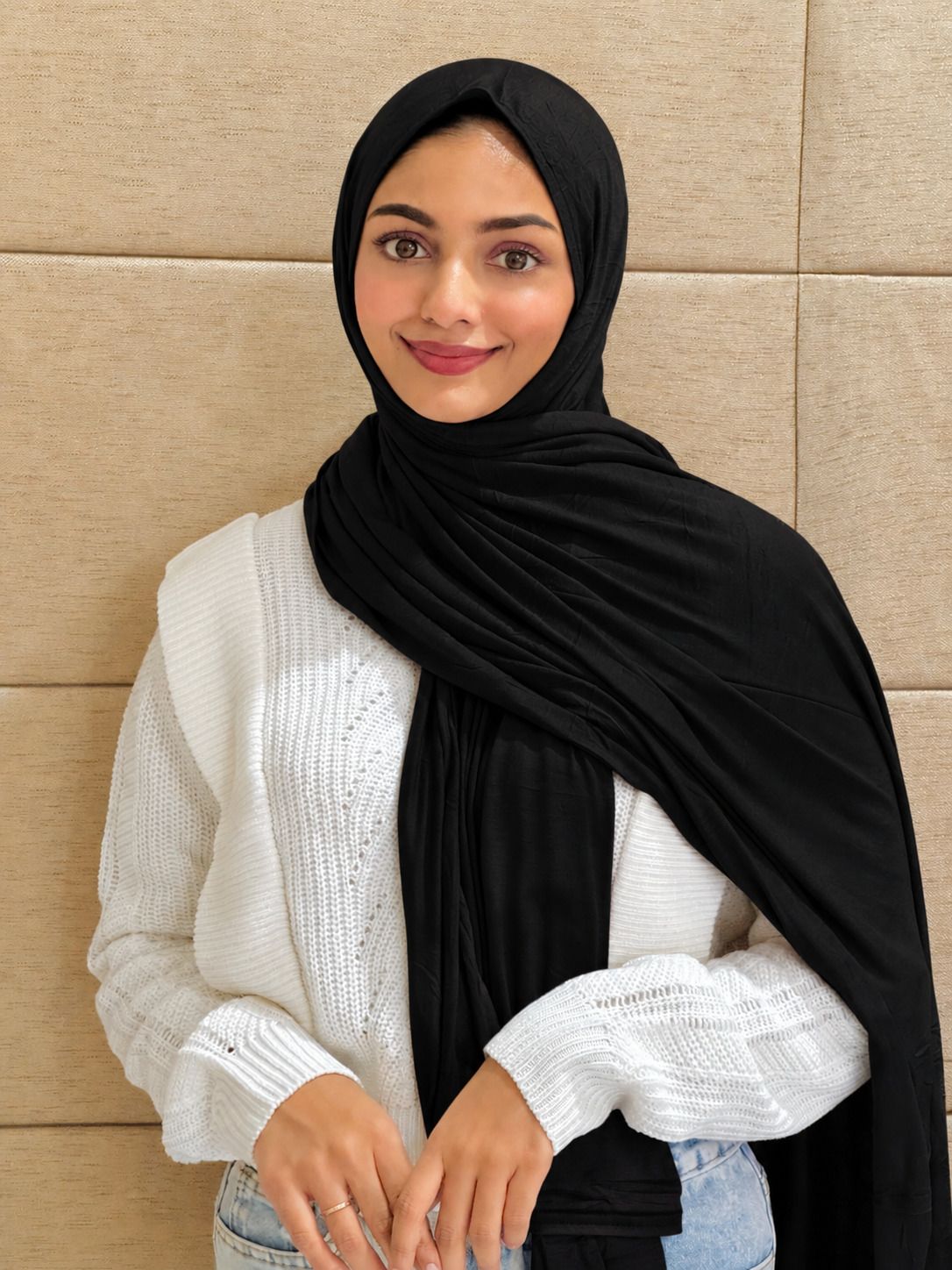 urshia Solid Cotton Blend Women Black Bluetooth Scarf, Fancy Scarf, Scarf, Stole, Faux Turtleneck Neck Cover-picture-33