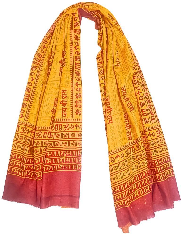 fabricium Printed, Self Design Cotton Blend Men Yellow Scarf, Stole-picture-30