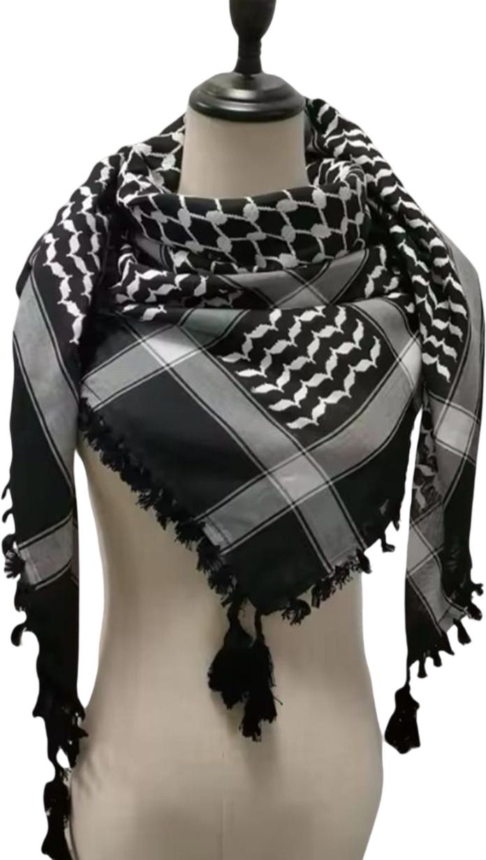 Checkered Cotton Blend Men Black, White Fancy Scarf, Scarf, Bluetooth Scarf, Stole